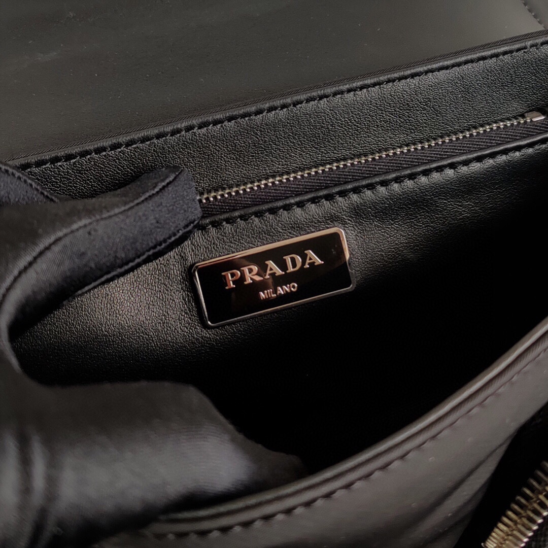 Prada Re Nylon And Leather Shoulder Bag Handbag Black 1BD295